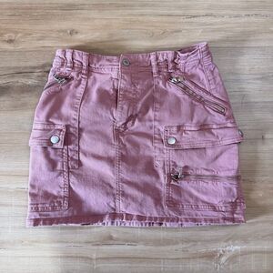 Free People We The Free Women’s Pink Denim Cargo Skirt Size 26 Boho Festival